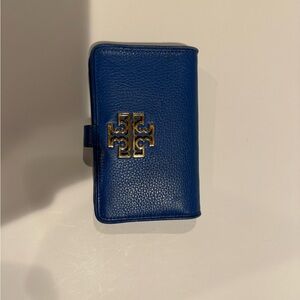 Tory Burch Blue Leather Wallet with Gold Accent